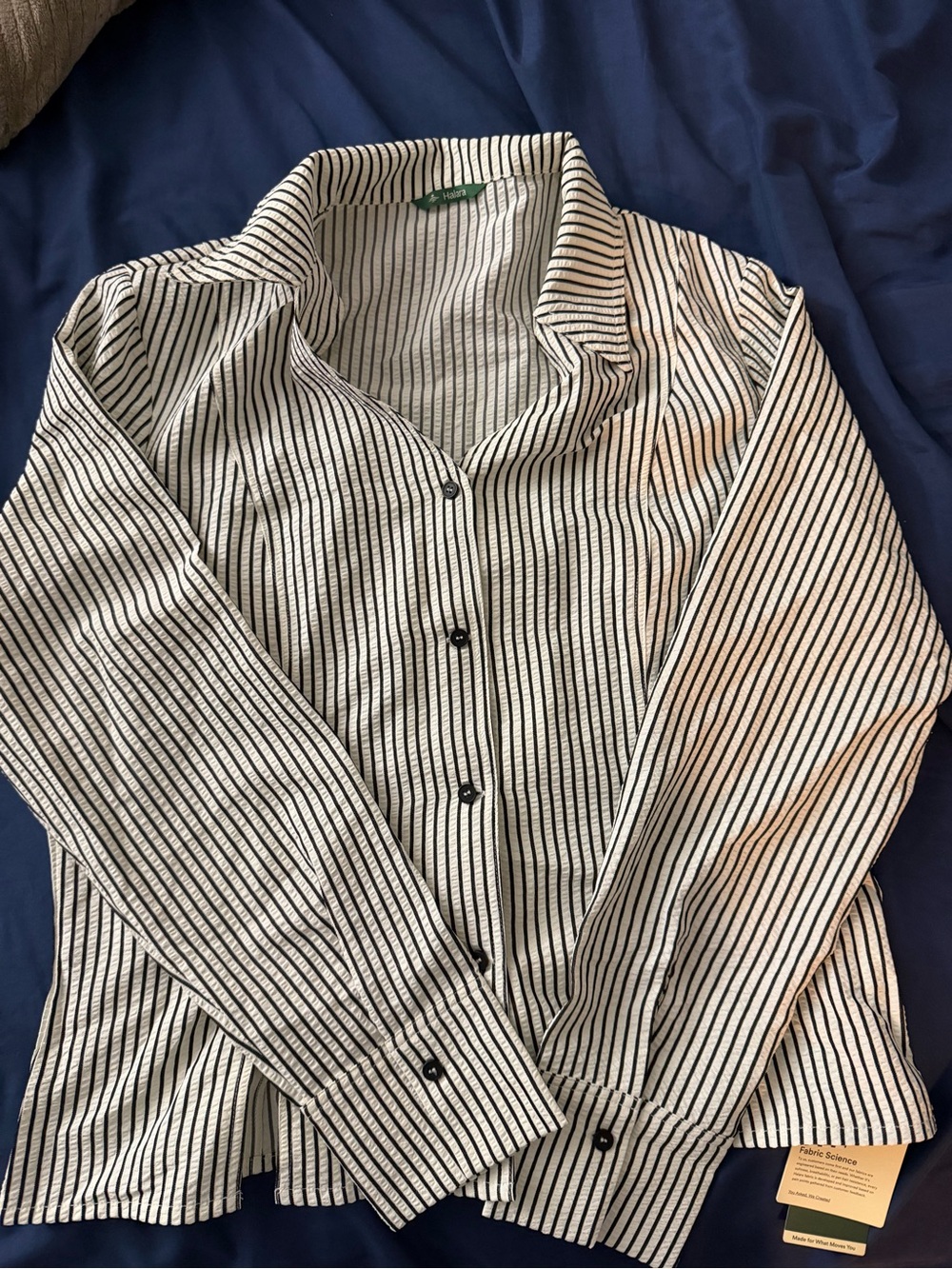 HALARA Black and White Striped Button-Up Top - Picture 2 of 3